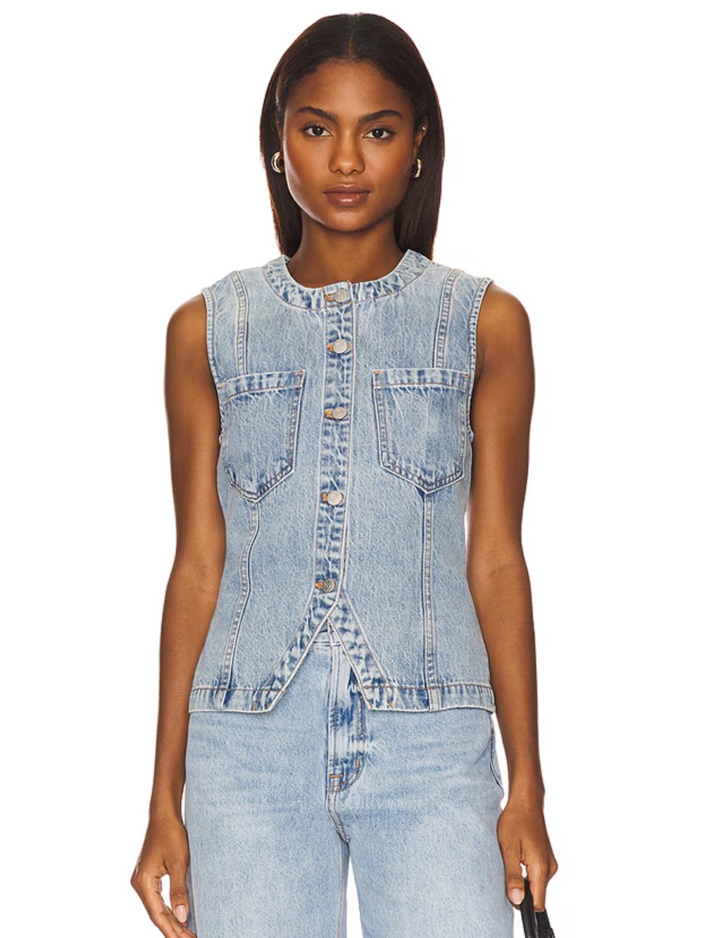 Pistola Gia Fitted Collar Vest in Gaze